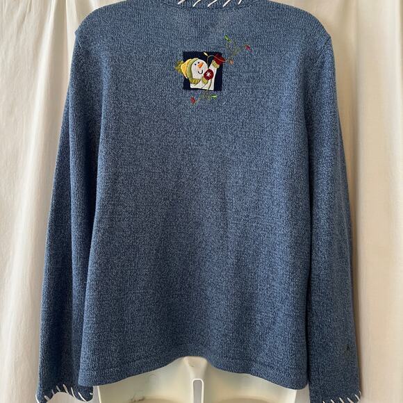 Vintage breckenridge cardigan Christmas sweater winter holiday snowman pockets L - Picture 4 of 9